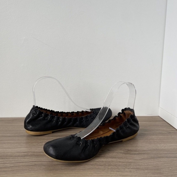 See By Chloe Black Leather Flats Ballet Jane Sz 7.5 US 100% AUTHENTIC - Picture 4 of 8
